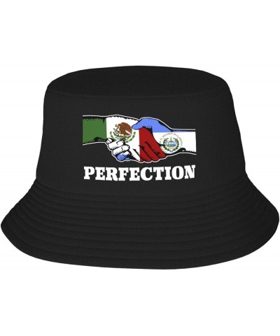 Bucket Hat for Men Women Adult Printed Fishing Hats Sun Hats Novelty Bucket Hats for Man Woman Black Mexican Mexico and El Sa...