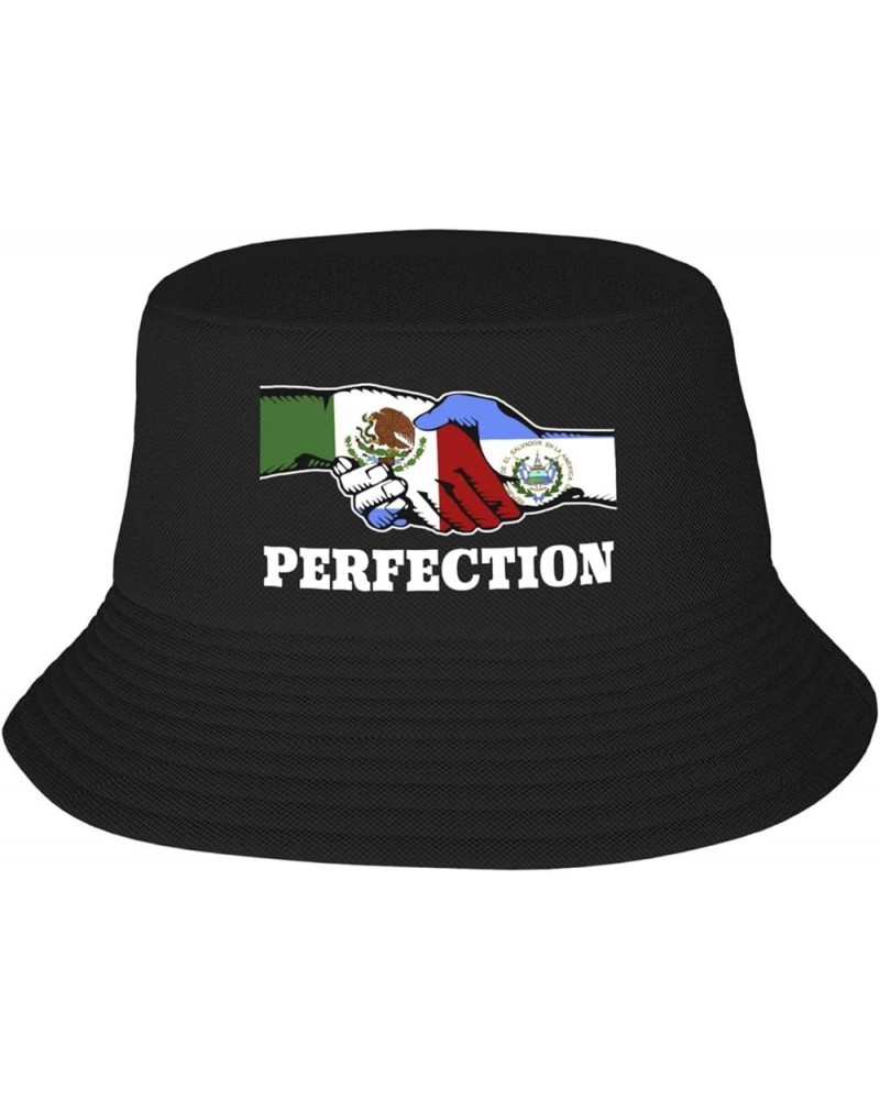 Bucket Hat for Men Women Adult Printed Fishing Hats Sun Hats Novelty Bucket Hats for Man Woman Black Mexican Mexico and El Sa...