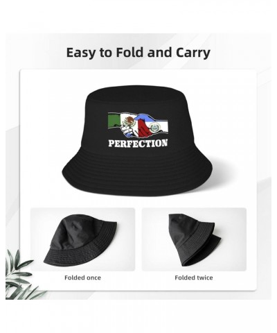 Bucket Hat for Men Women Adult Printed Fishing Hats Sun Hats Novelty Bucket Hats for Man Woman Black Mexican Mexico and El Sa...