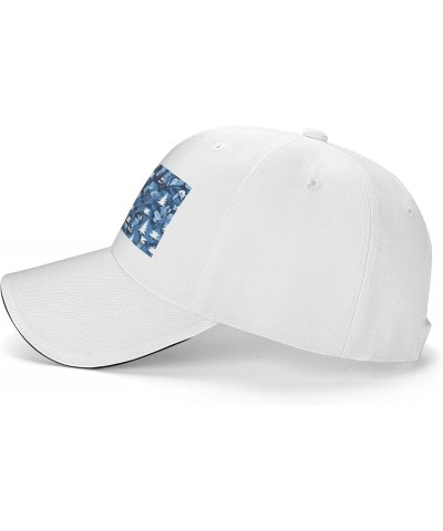 Ice Hockey Pattern Print Sandwich Baseball Cap, Classic Baseball Cap, Adjustable Fashion Outdoor Cap White $10.57 Baseball Caps