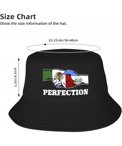 Bucket Hat for Men Women Adult Printed Fishing Hats Sun Hats Novelty Bucket Hats for Man Woman Black Mexican Mexico and El Sa...