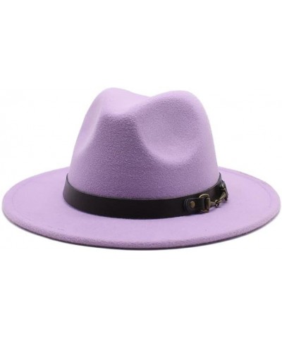 Autumn and Winter Fashion Woolen Jazz Hat New Leisure Woolen Top Hat, 7cm Big Brim Felt Hat Luopan Caps & Hats Taro Purple $1...