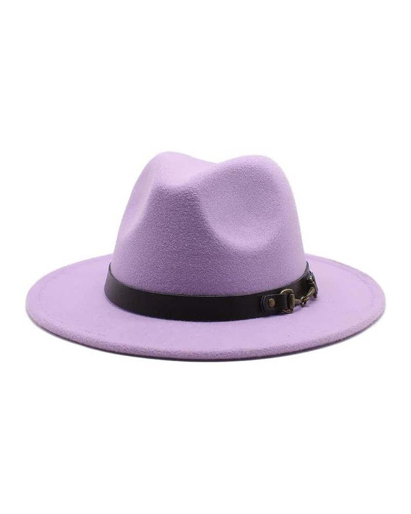 Autumn and Winter Fashion Woolen Jazz Hat New Leisure Woolen Top Hat, 7cm Big Brim Felt Hat Luopan Caps & Hats Taro Purple $1...