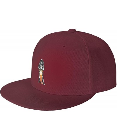 Adjustable Astronauts Holding Skateboards Snapback Hat for Men Women Baseball Cap Dad Hats Dark Red $14.92 Baseball Caps