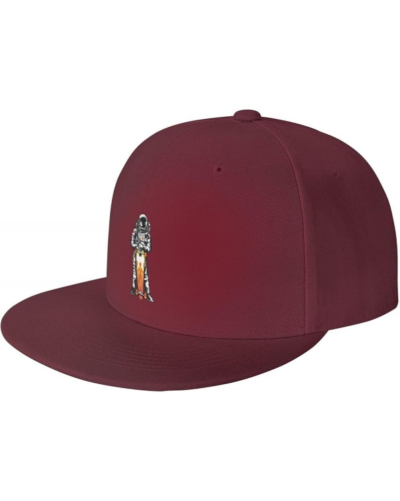 Adjustable Astronauts Holding Skateboards Snapback Hat for Men Women Baseball Cap Dad Hats Dark Red $14.92 Baseball Caps