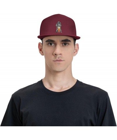 Adjustable Astronauts Holding Skateboards Snapback Hat for Men Women Baseball Cap Dad Hats Dark Red $14.92 Baseball Caps