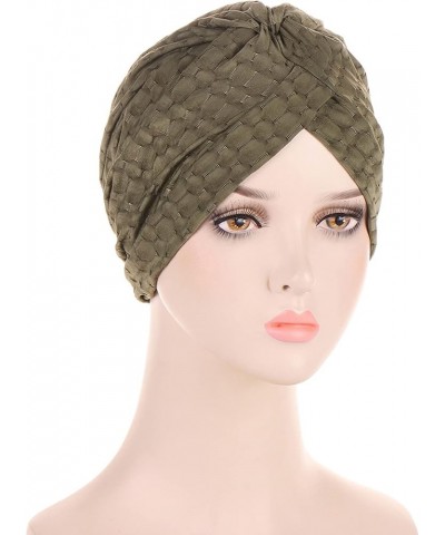 Headwear Turbans for Women Stretchy Twisted Ruffle Hat Knot Headwraps Hair wrap Hair Cover Beanie Hats Army Green-1 $7.76 Sku...