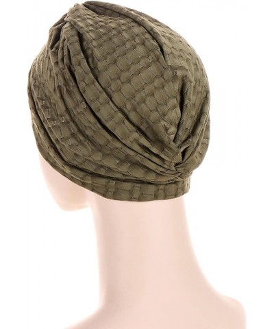 Headwear Turbans for Women Stretchy Twisted Ruffle Hat Knot Headwraps Hair wrap Hair Cover Beanie Hats Army Green-1 $7.76 Sku...