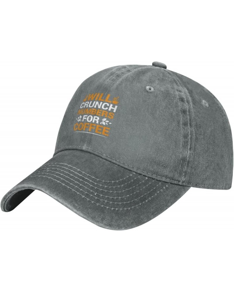 Will Crunch Numbers for Coffee Baseball Cap for Men Women Hat Vintage Cowboy Hats Adjustable Trucker Caps Gray $9.40 Baseball...