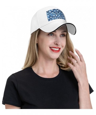 Ice Hockey Pattern Print Sandwich Baseball Cap, Classic Baseball Cap, Adjustable Fashion Outdoor Cap White $10.57 Baseball Caps