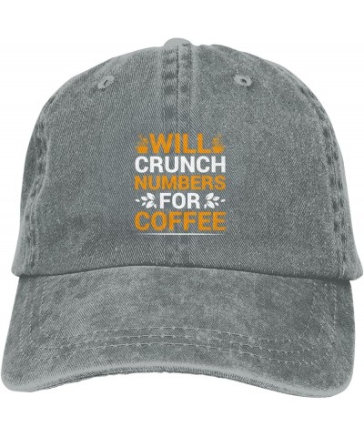 Will Crunch Numbers for Coffee Baseball Cap for Men Women Hat Vintage Cowboy Hats Adjustable Trucker Caps Gray $9.40 Baseball...