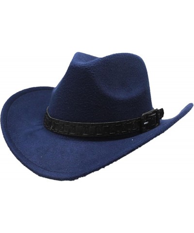 Fedora Hats for Men Women Classic Unisex Western Cowboy Hat Fashion Roll Up Brim Summer Sun Hat with Belt Buckle Black $14.53...