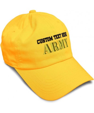 Custom Soft Baseball Cap Army Embroidery Army Respect Twill Cotton Embroidered Dad Hats for Men & Women Golden Yellow Persona...