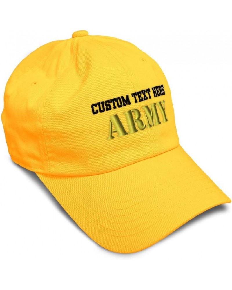 Custom Soft Baseball Cap Army Embroidery Army Respect Twill Cotton Embroidered Dad Hats for Men & Women Golden Yellow Persona...