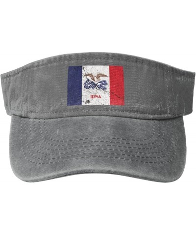 Flag of Iowa Texture Effect Sun Hat Sun Visor Hats for Women Men Baseball Cap Golf Hats Gray $9.70 Sun Hats