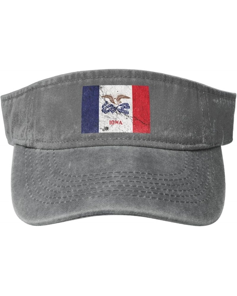 Flag of Iowa Texture Effect Sun Hat Sun Visor Hats for Women Men Baseball Cap Golf Hats Gray $9.70 Sun Hats