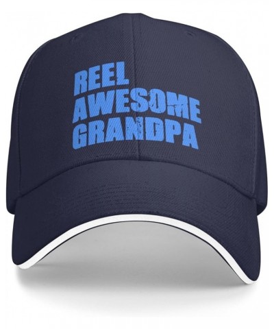 Reel Awesome Grandpa Fathers Day Baseball Cap Men's Black Original Classic Low Profile Golf Dad Hat Trucker Cap Navy Blue $10...