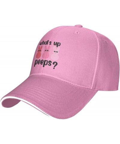 Easter What S Up Peeps Baseball Cap for Men Women Adjustable Funny Dad Hat Pink $11.08 Baseball Caps