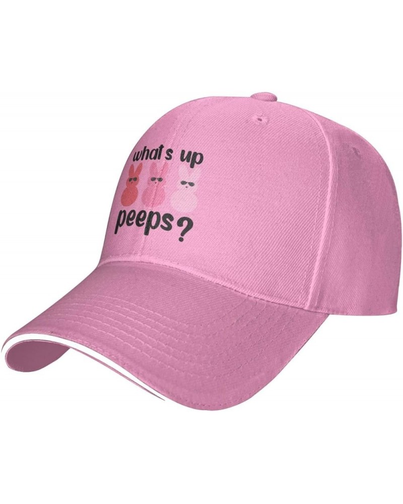 Easter What S Up Peeps Baseball Cap for Men Women Adjustable Funny Dad Hat Pink $11.08 Baseball Caps