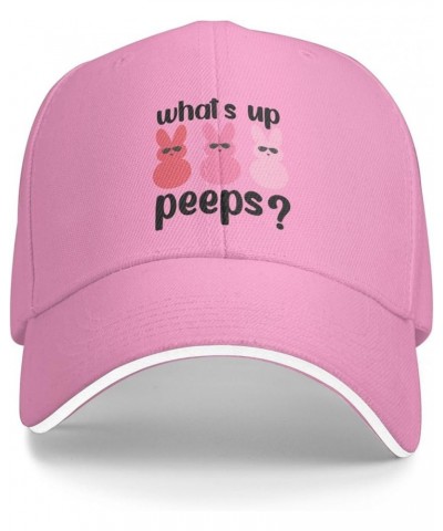 Easter What S Up Peeps Baseball Cap for Men Women Adjustable Funny Dad Hat Pink $11.08 Baseball Caps