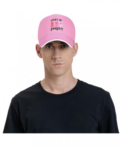 Easter What S Up Peeps Baseball Cap for Men Women Adjustable Funny Dad Hat Pink $11.08 Baseball Caps