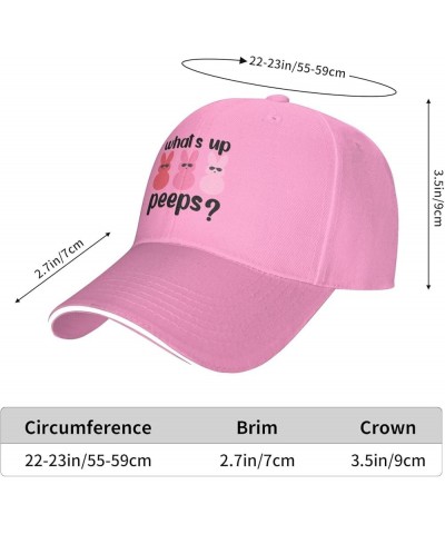 Easter What S Up Peeps Baseball Cap for Men Women Adjustable Funny Dad Hat Pink $11.08 Baseball Caps