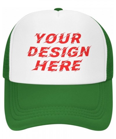 Custom Hat Your Designs Here Design Your Own Personalized Trucker Hats Mens Womens Black Green $9.23 Baseball Caps