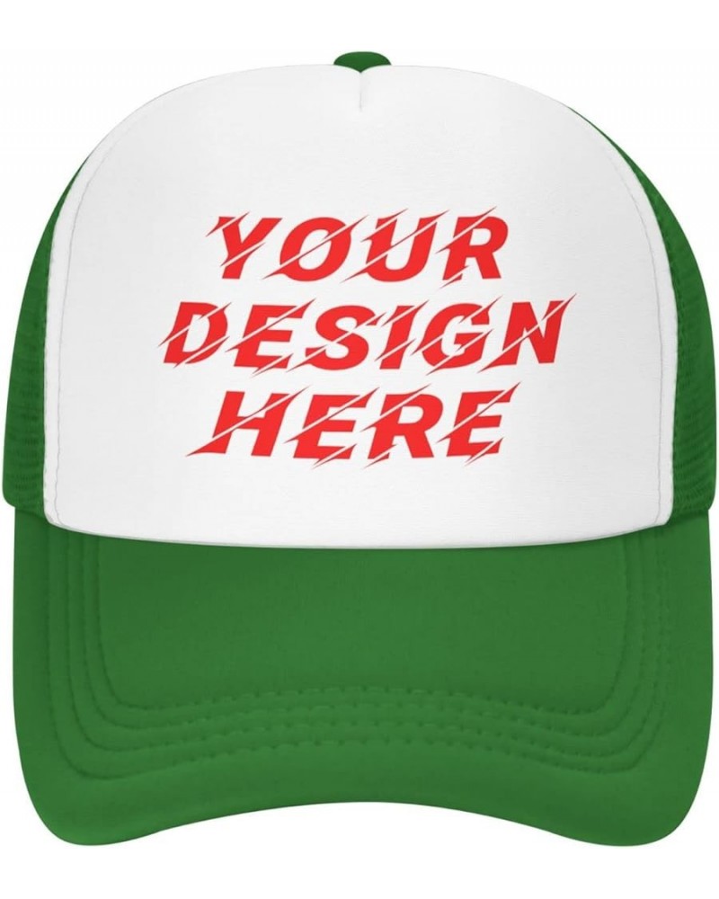 Custom Hat Your Designs Here Design Your Own Personalized Trucker Hats Mens Womens Black Green $9.23 Baseball Caps