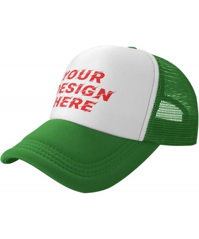 Custom Hat Your Designs Here Design Your Own Personalized Trucker Hats Mens Womens Black Green $9.23 Baseball Caps