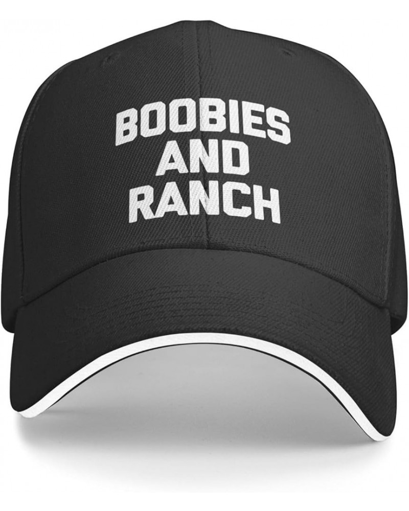 Boobies and Ranch Hat Dad Hats Men Women Adjustable Fashion Sandwich Baseball Cap Black $11.36 Baseball Caps