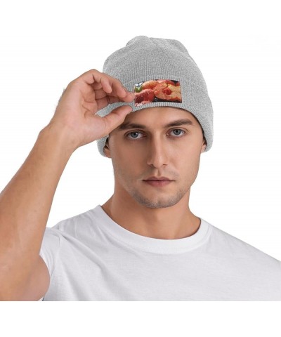 Black Knit Hat Cap Fresh Peaches Pattern Soft Good Elasticity Suitable for Outdoor Sports Gray $9.24 Skullies & Beanies