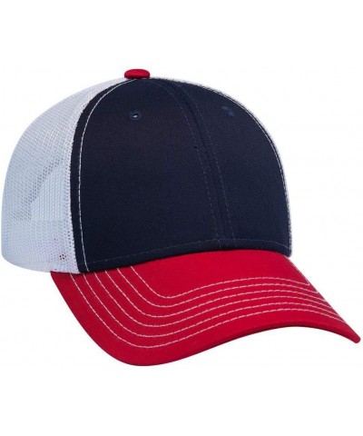 6 Panel Low Profile Contrast Vertical Mesh Back Cap Red/Nvy/Wht $10.16 Baseball Caps