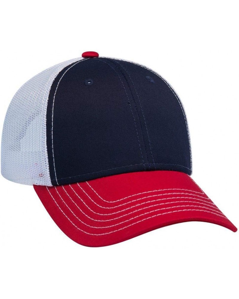 6 Panel Low Profile Contrast Vertical Mesh Back Cap Red/Nvy/Wht $10.16 Baseball Caps