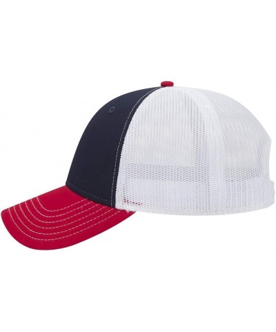 6 Panel Low Profile Contrast Vertical Mesh Back Cap Red/Nvy/Wht $10.16 Baseball Caps