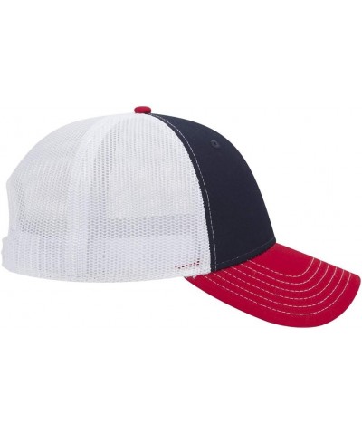 6 Panel Low Profile Contrast Vertical Mesh Back Cap Red/Nvy/Wht $10.16 Baseball Caps