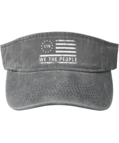 Patriotic We The People Flag 1776 Design Sun Visor Hats for Women Men Sun Hat Cotton Golf Hat Vintage Baseball Cap Gray $10.5...