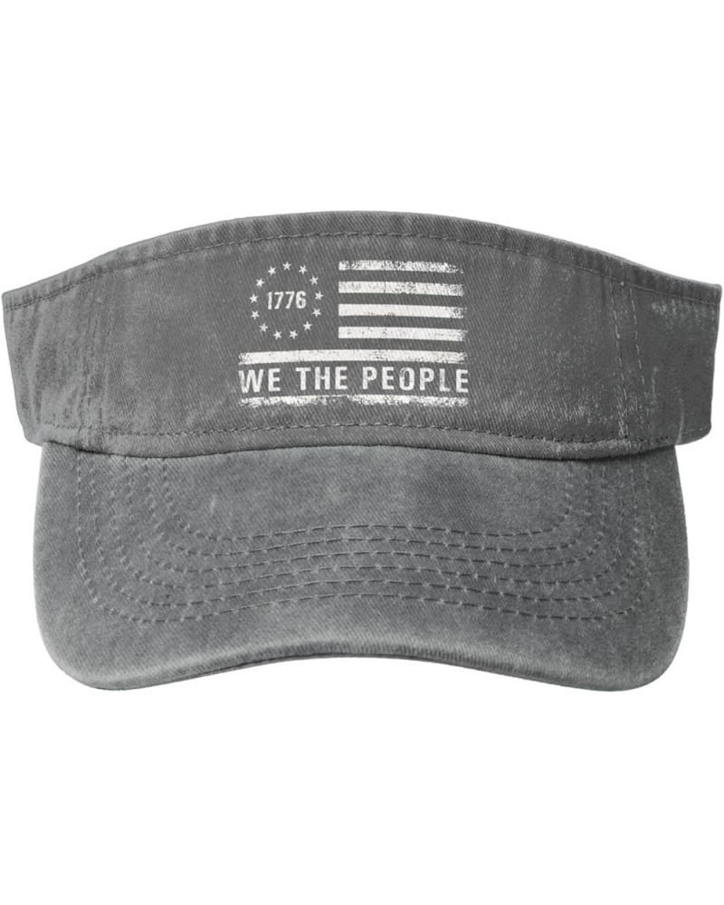 Patriotic We The People Flag 1776 Design Sun Visor Hats for Women Men Sun Hat Cotton Golf Hat Vintage Baseball Cap Gray $10.5...