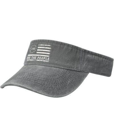 Patriotic We The People Flag 1776 Design Sun Visor Hats for Women Men Sun Hat Cotton Golf Hat Vintage Baseball Cap Gray $10.5...