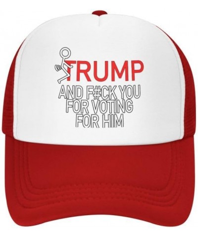 Fuck You Fuck Donald Tru-m-p Flag-Trucker Hats Denim Hats Cowboy Knit hat Baseball Caps Fisherman's hat Red $13.99 Baseball Caps