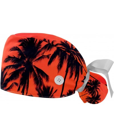 2-Pc Working Hat,Nursing Hat,Surgical Surgery Hats,Bouffant Tie Back Hats,Tropical Beach Palm Tree $10.13 Skullies & Beanies