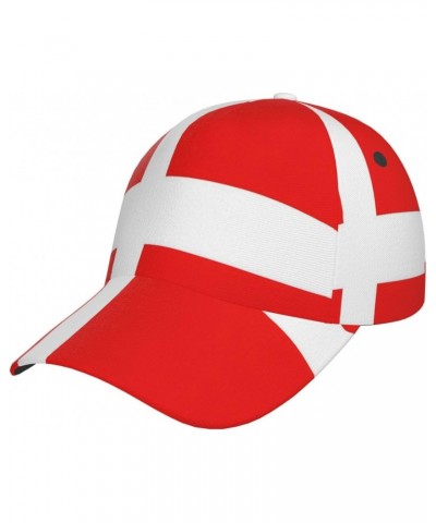 Denmark Danish Flag Curved Brim Baseball Cap, Polyester Twill Fabric, Comfortable and Breathable, with Sweatband, Sun Protect...