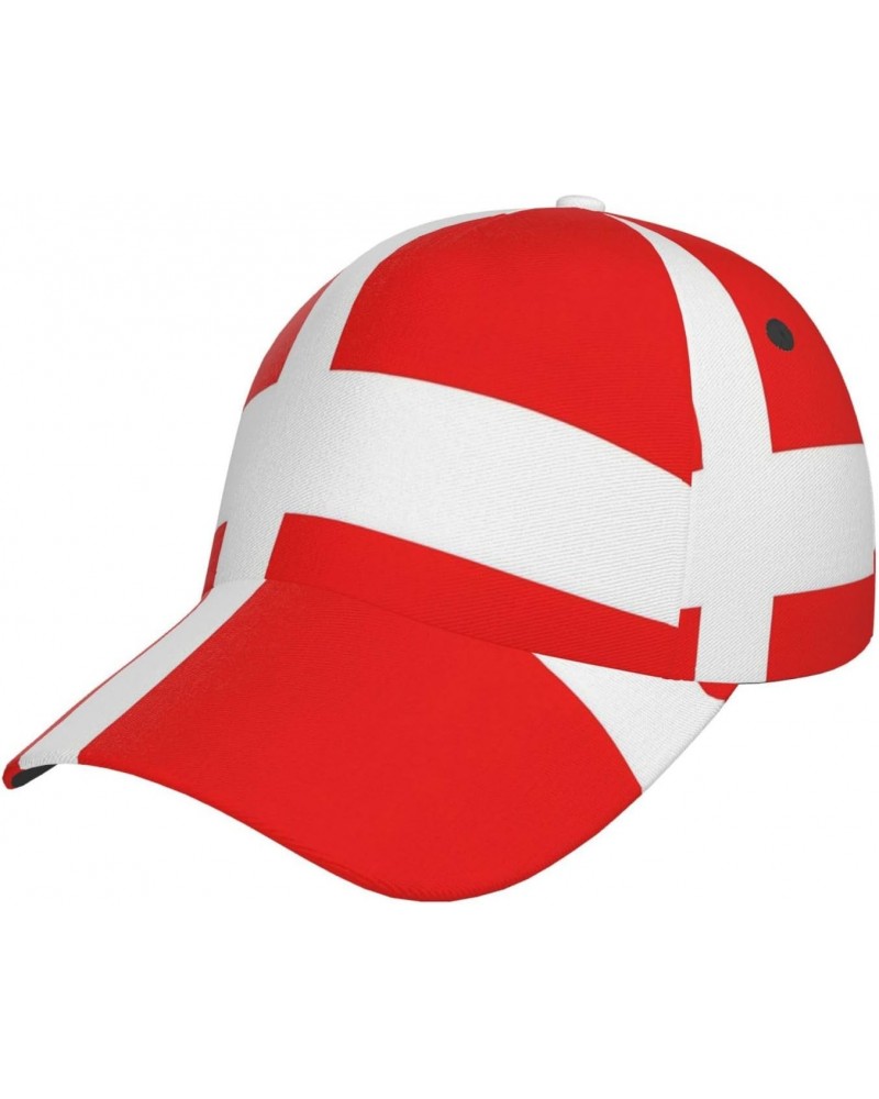 Denmark Danish Flag Curved Brim Baseball Cap, Polyester Twill Fabric, Comfortable and Breathable, with Sweatband, Sun Protect...