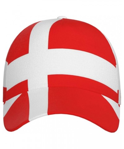 Denmark Danish Flag Curved Brim Baseball Cap, Polyester Twill Fabric, Comfortable and Breathable, with Sweatband, Sun Protect...