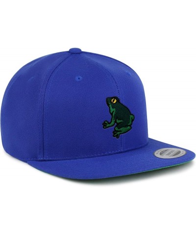 Frog Embroidered Yupoong Flat Bill 6 Panel Snapback Hat Pond Blue $17.09 Baseball Caps