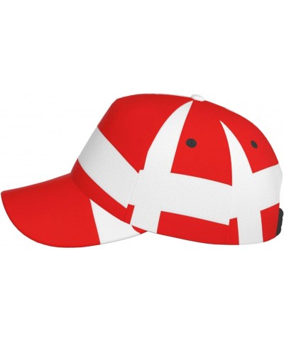 Denmark Danish Flag Curved Brim Baseball Cap, Polyester Twill Fabric, Comfortable and Breathable, with Sweatband, Sun Protect...