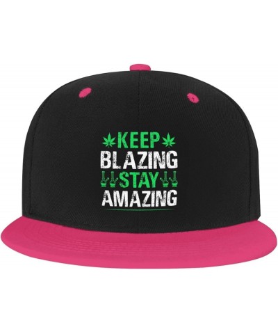 Keep Blazing Stay Amazing Baseball Cap for Men Women Snapback Hat Adjustable Flat Bill Hats Pink $12.85 Baseball Caps