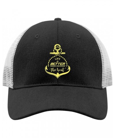 Life is Better On The Boat Golf Hat Woman Hat AllBlack Gifts for Her Sun Cap $12.59 Sun Hats