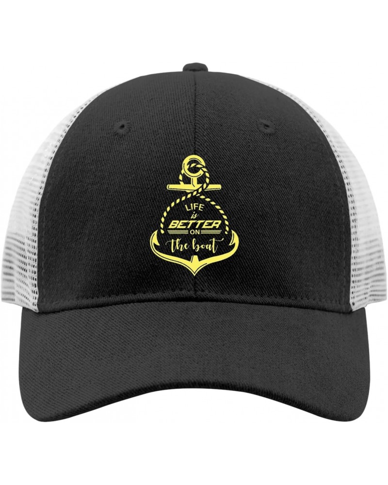 Life is Better On The Boat Golf Hat Woman Hat AllBlack Gifts for Her Sun Cap $12.59 Sun Hats