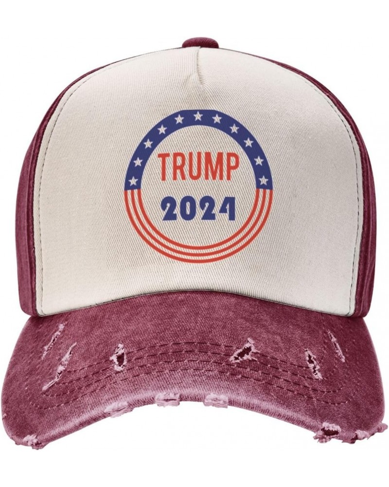 Trump 2024 Upgrade Your Style with Funny Adjustable Cotton Baseball Caps for Men and Women Dark Red $18.79 Baseball Caps