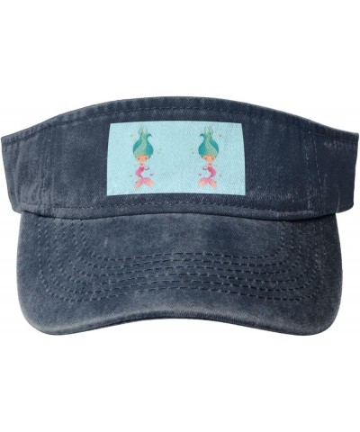 Mermaid Women's Visor,Stylish Sun Hat for Golf, Running, and Outdoor Activities Sun Protection Beach Cap Navy Blue $10.79 Visors